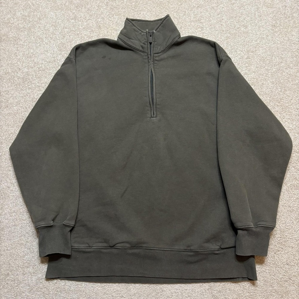Aritzia Sweatfleece Sweatshirt Womens‎ Small Green 1/4 Zip Boyfriend Fit Cozy